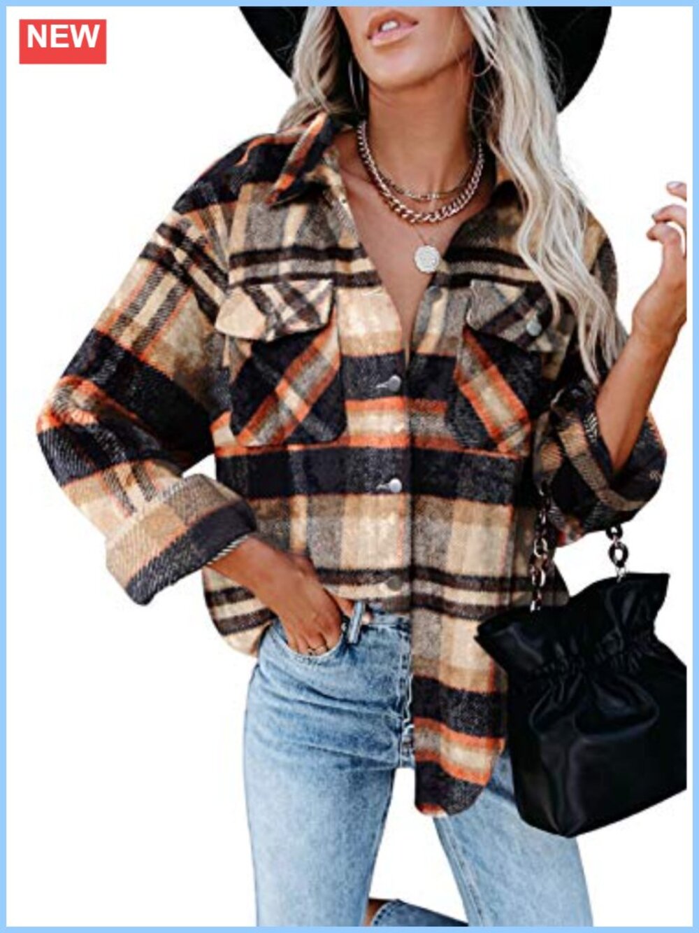 Womens Plaid Button Down Shirt Oversized Boyfriend Long Sleeve Blouse Top